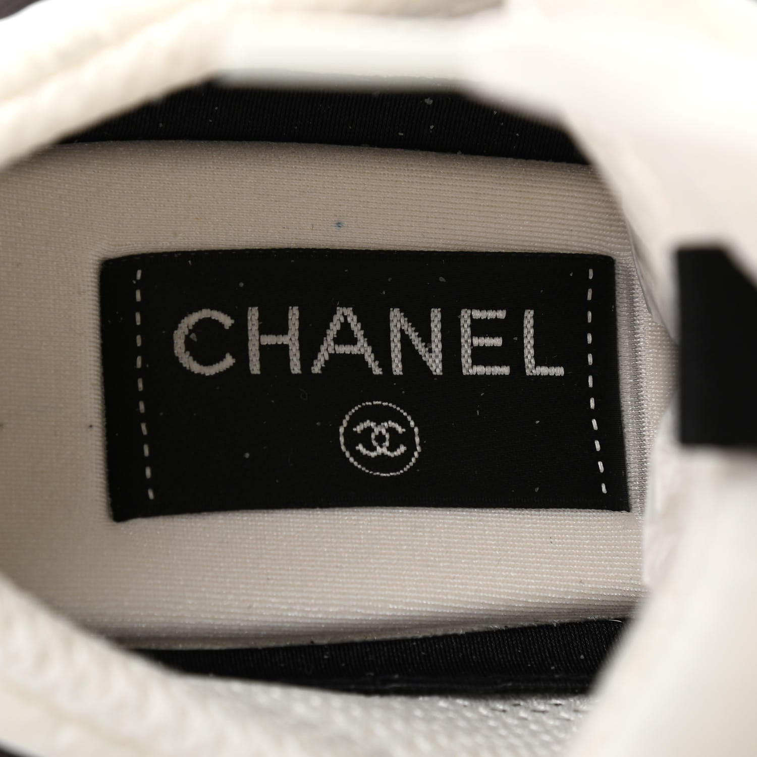 Chanel Nylon Suede Calfskin CC Sneakers 38 White Dark Grey 6 of 8