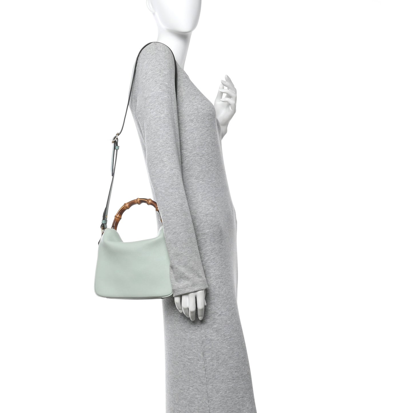 Softy Wonka Textured Dollar Calfskin Small Diana Shoulder Bag Pale Green