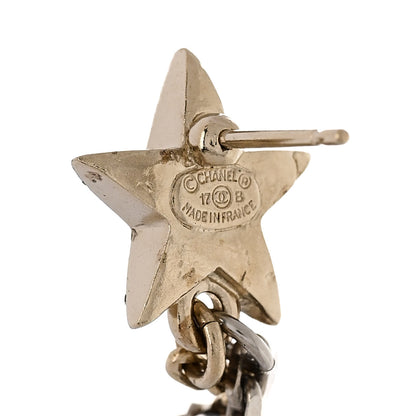 Chanel Crystal CC Star Moon Dangle Earrings Silver Gold 4 of 4