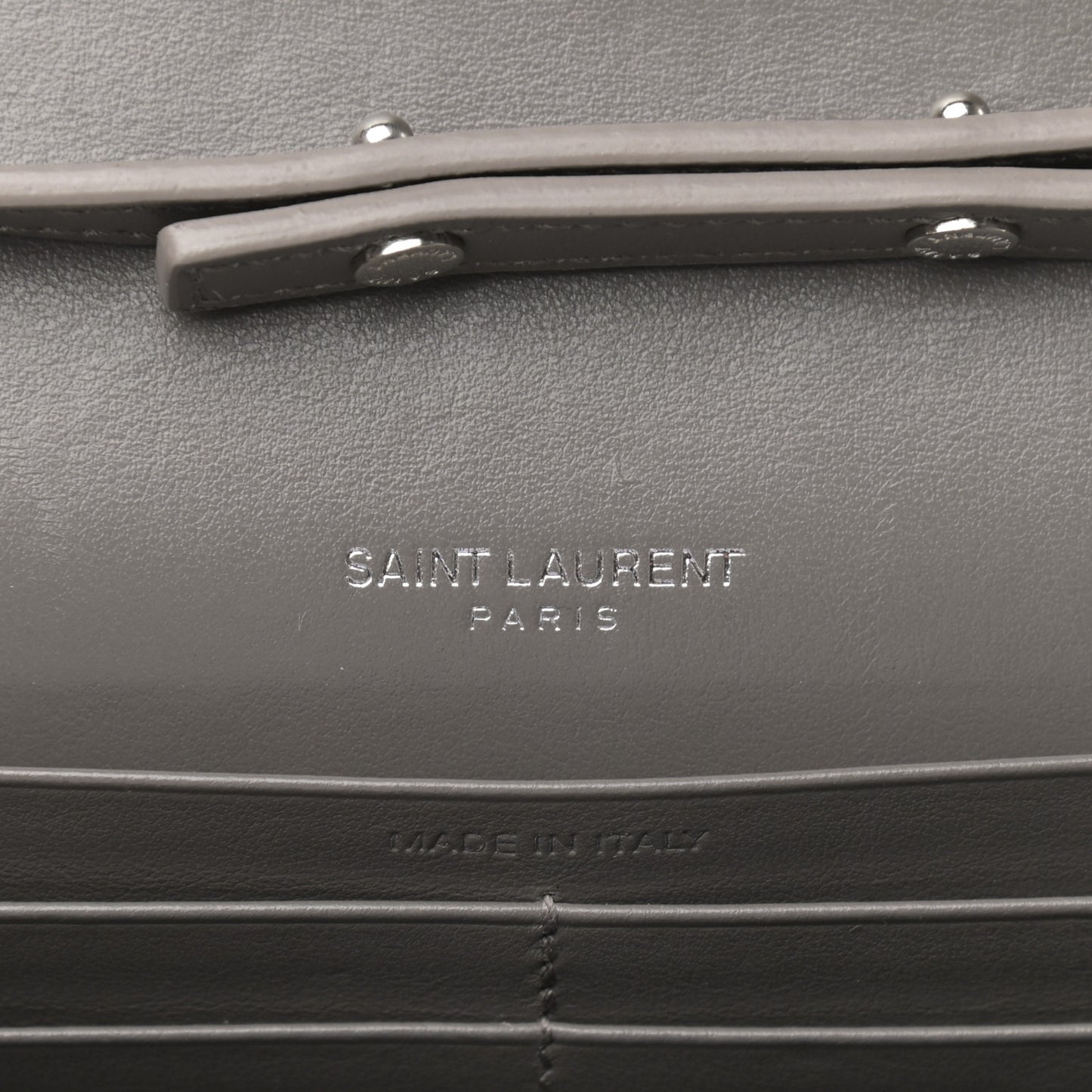 Calfskin Crocodile Embossed Monogram Chain Wallet Fog