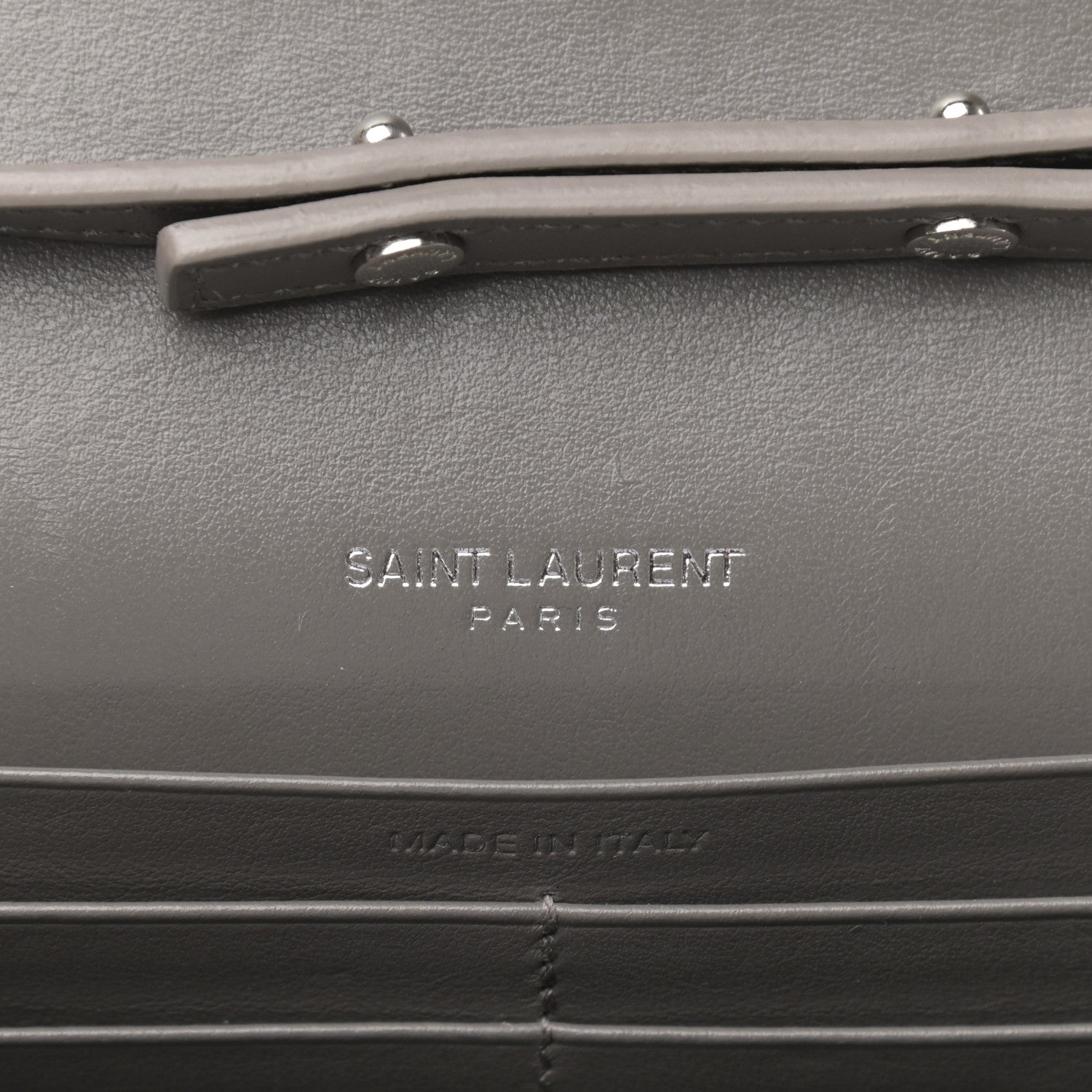Saint Laurent Calfskin Crocodile Embossed Monogram Chain Wallet Fog 6 of 10