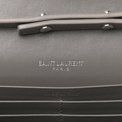 Saint Laurent Calfskin Crocodile Embossed Monogram Chain Wallet Fog 6 of 10