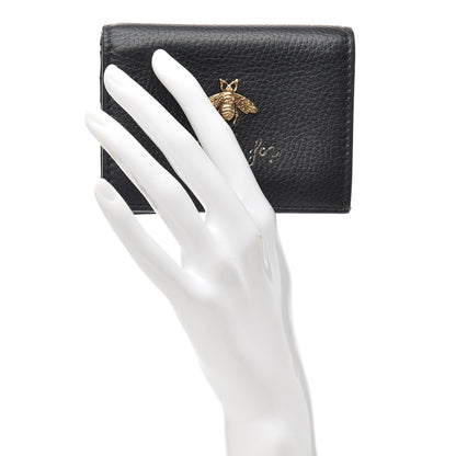 Gucci Pebbled Calfskin Animalier Card Case Black 3 of 19