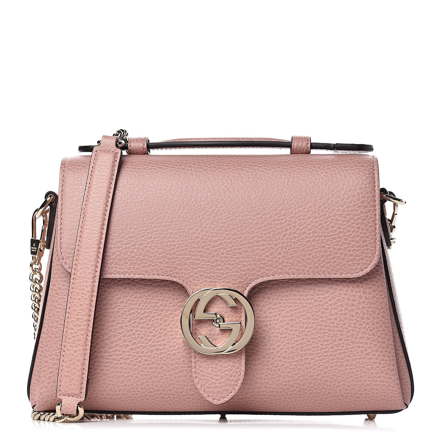 Dollar Calfskin Interlocking G Top Handle Shoulder Bag Soft Pink