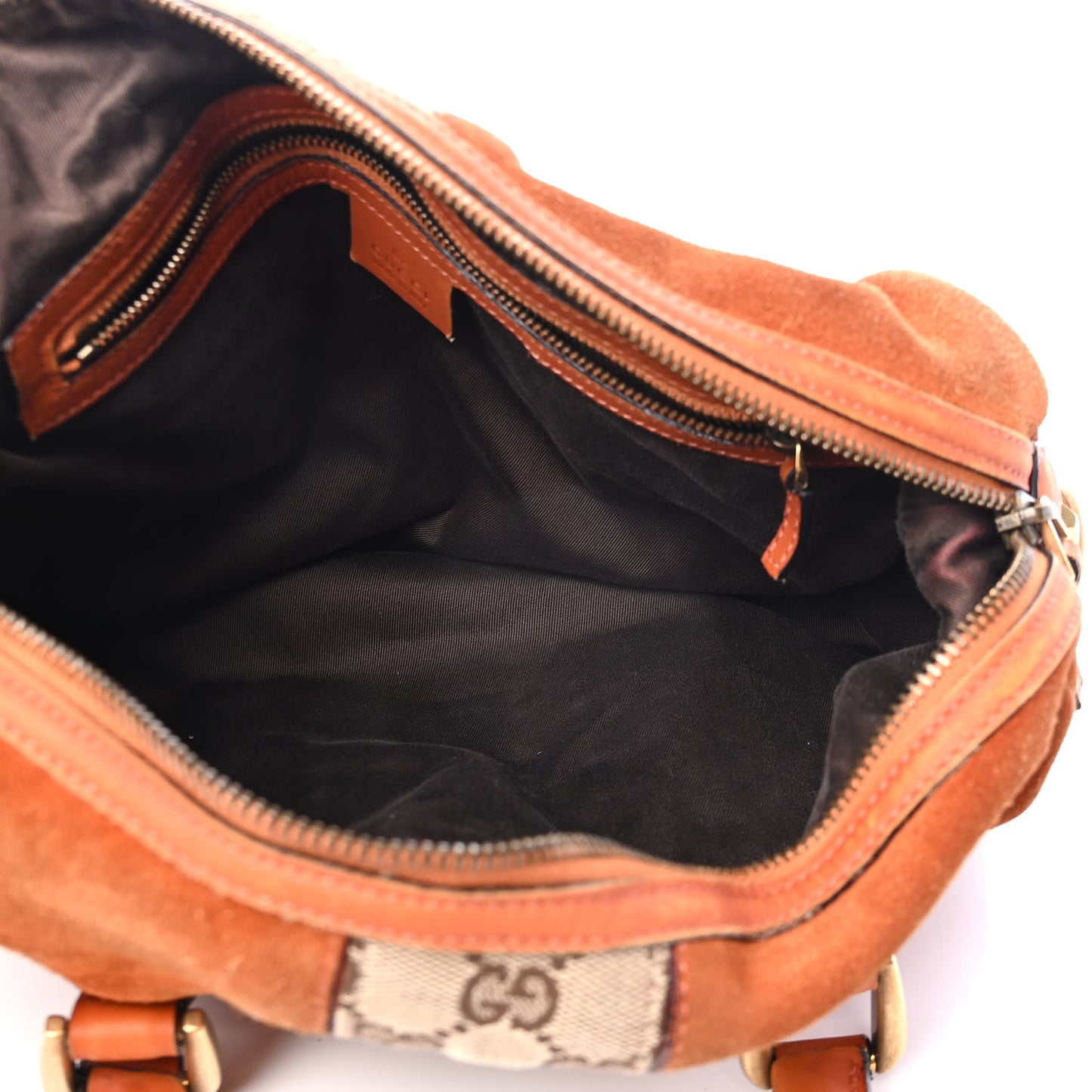 Suede Monogram Small Boston Brown