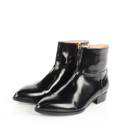 Chanel Glazed Calfskin Zip Ankle Boots 37.5 Black 3 of 7