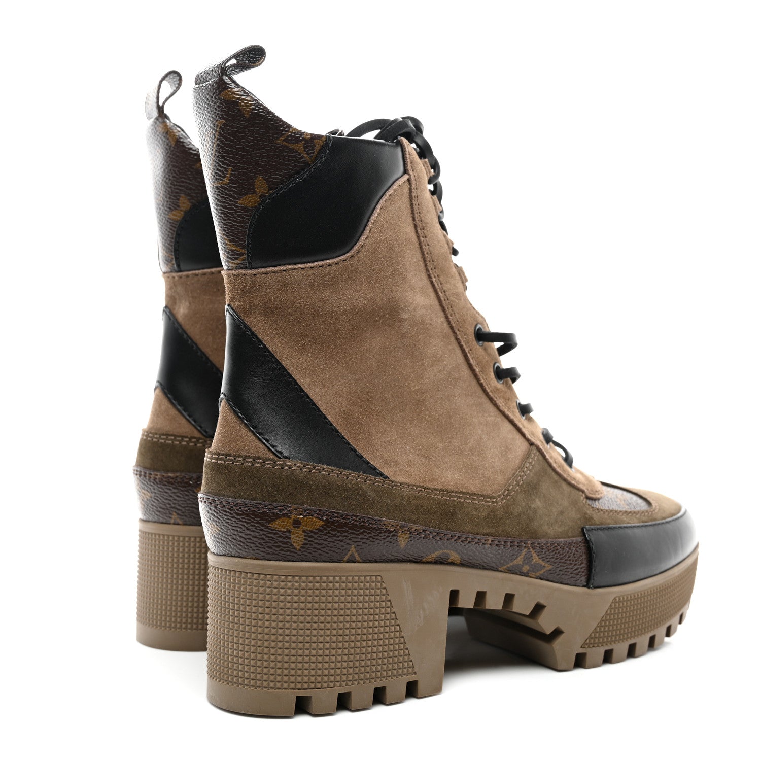 Louis Vuitton Suede Calfskin Monogram Laureate Platform Desert Boots 39 Taupe 4 of 9