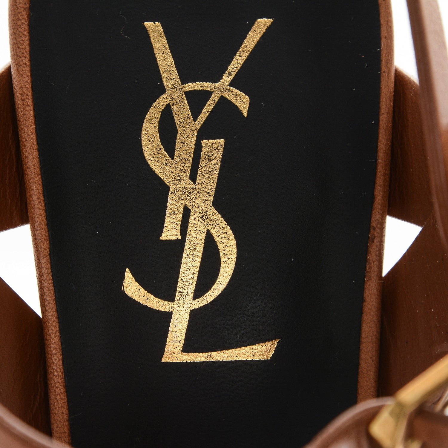 Saint Laurent Calfskin Tribute 75 Platform Sandals 37.5 Amber 7 of 8