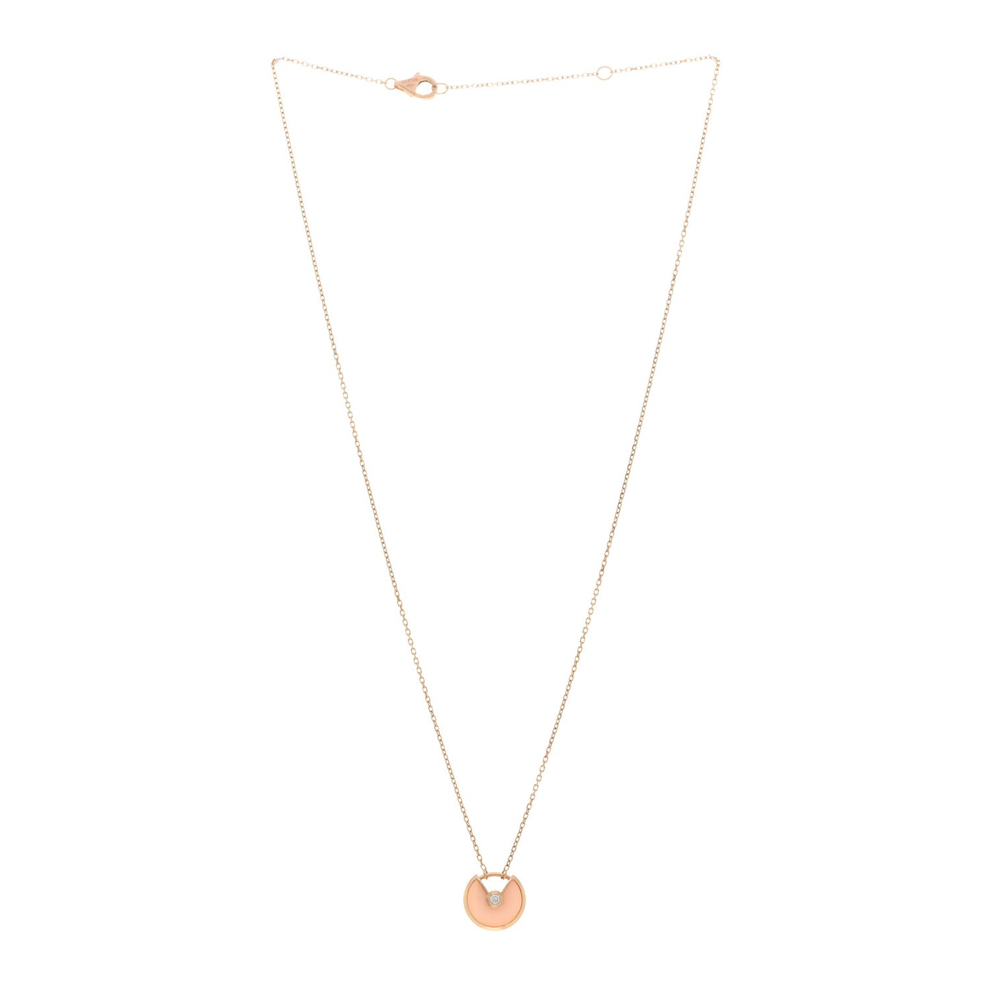 18K Pink Gold Diamond Pink Opal XS Amulette de Cartier Pendant Necklace