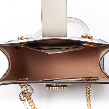 Gucci GG Supreme Monogram Moon Calfskin Small Padlock Tote Beige Ebony Mystic White 4 of 8