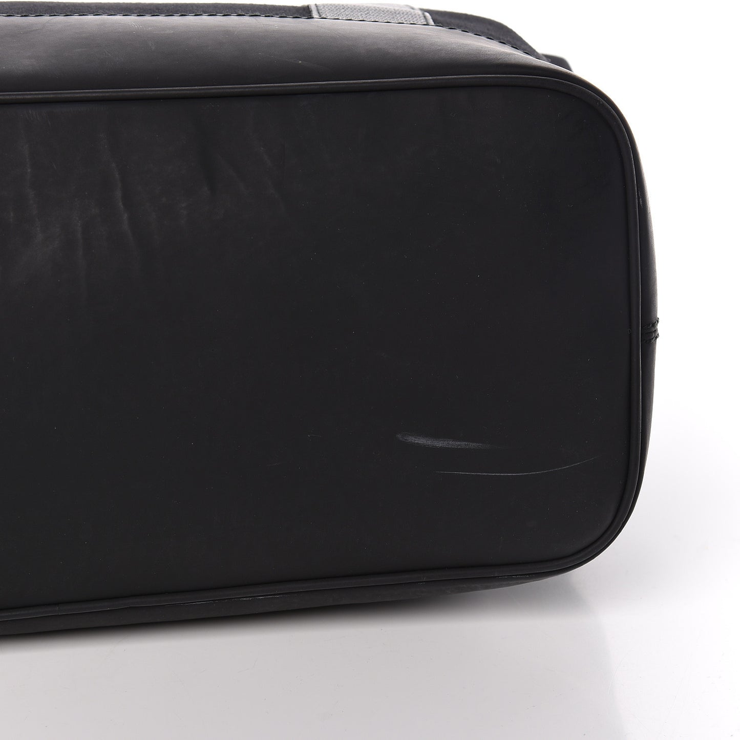 Rubber Calfskin Canvas Navy Tote Black