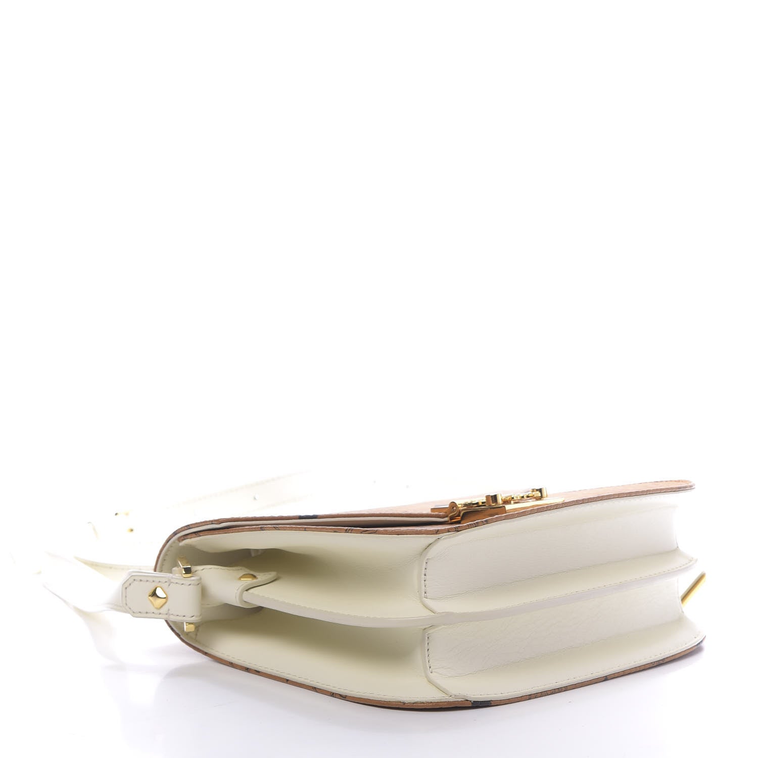 MCM Visetos Calfskin Small Patricia Crossbody Bag Cognac White 4 of 11
