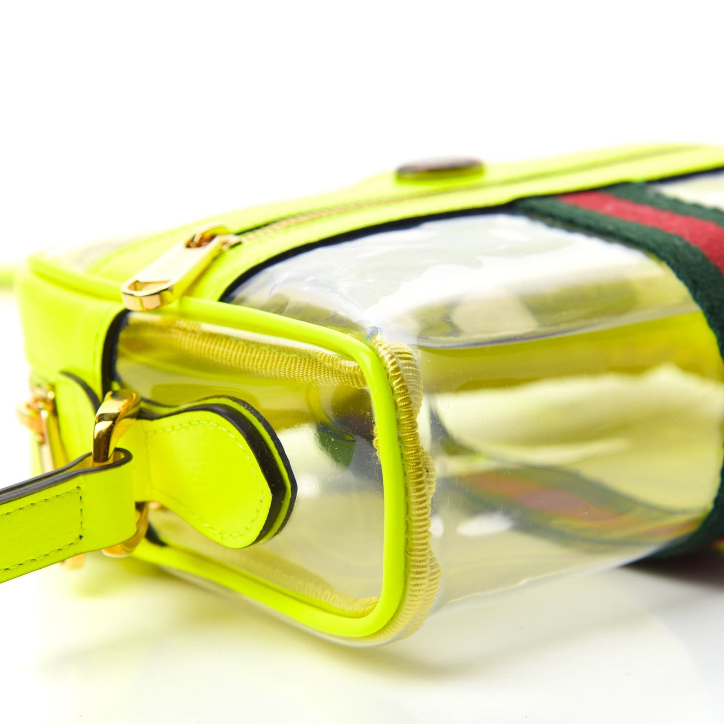 Vinyl Web Mini Ophidia Transparent Shoulder Bag Yellow Fluo