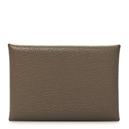 Hermes Chevre Mysore Calvi Duo Card Case Etoupe 1 of 10