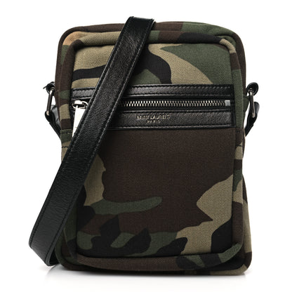 Saint Laurent Canvas Calfskin Camouflage Sid Messenger Bag Green 1 of 8
