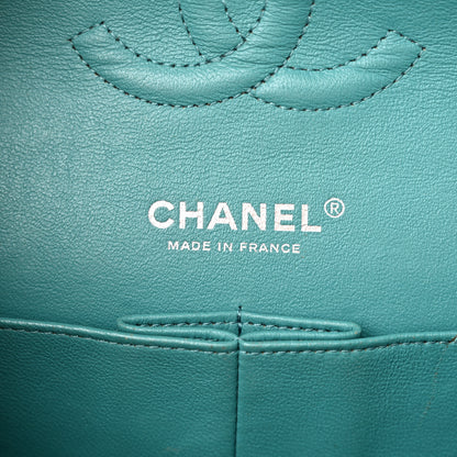 Chanel Lambskin Quilted Tri-Color Medium Double Flap Navy Blue Green 6 of 13
