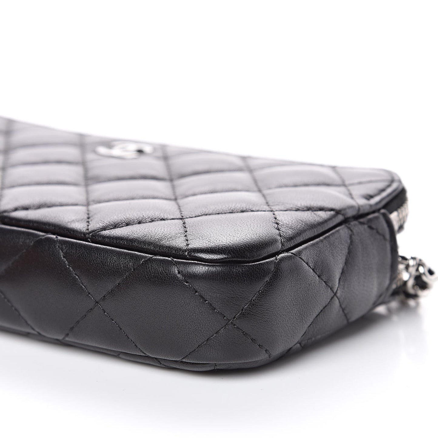 Lambskin Quilted Small Clutch With Chain Black