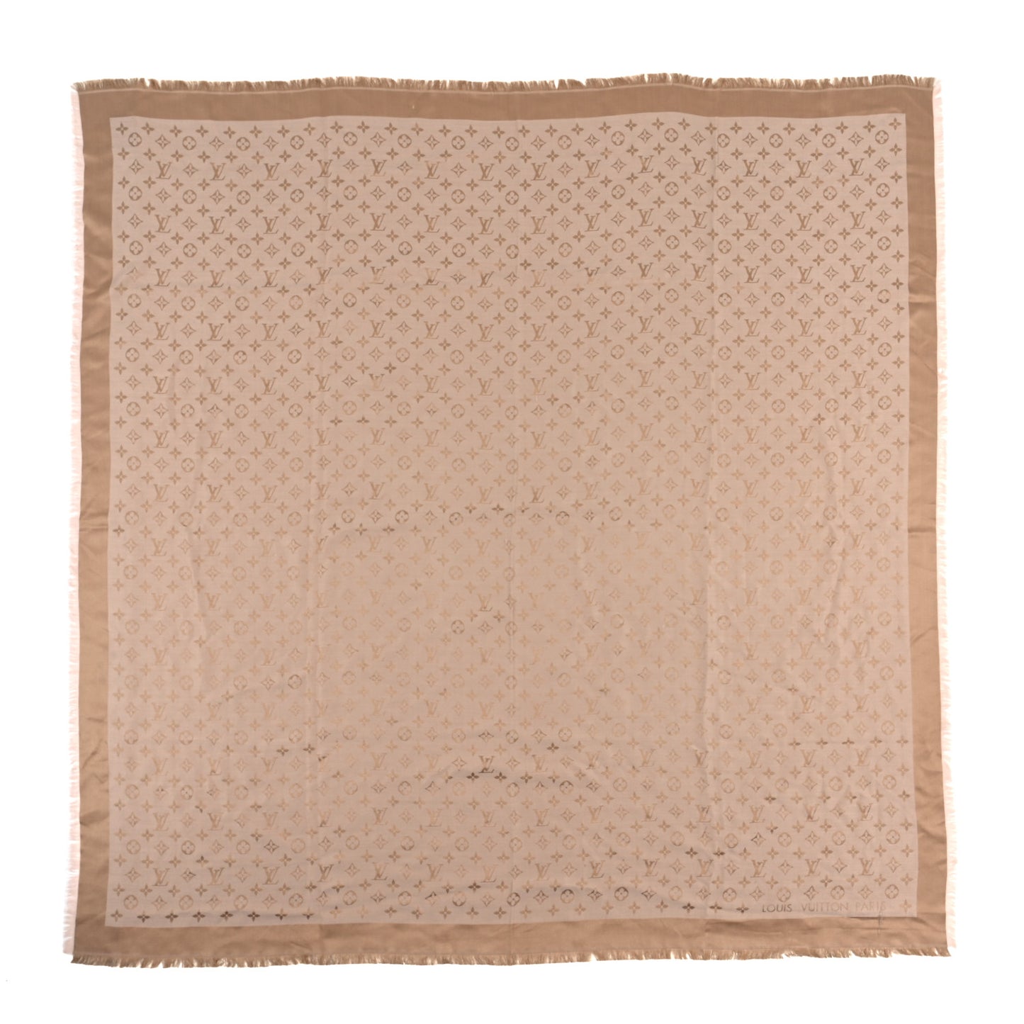Silk Wool Monogram Denim Shawl Beige Rose