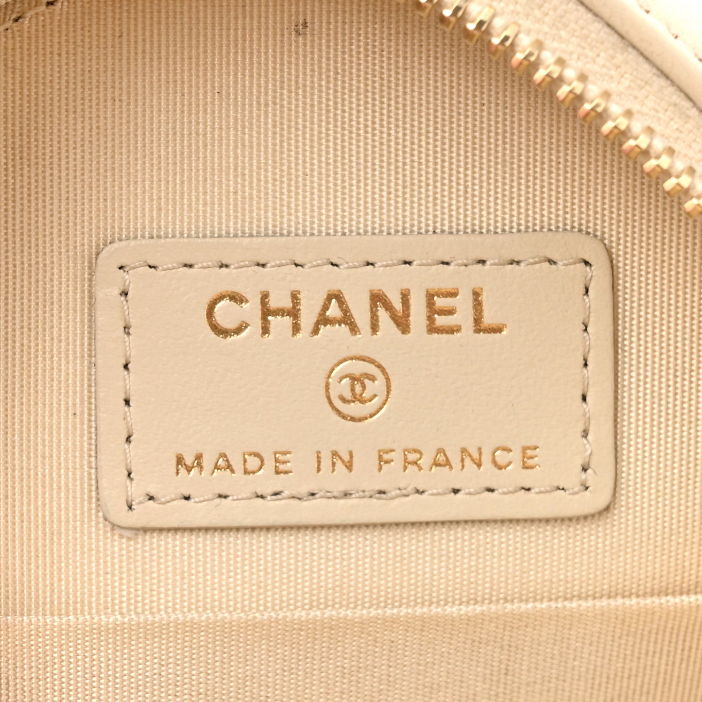 Lambskin Quilted Chanel 19 Round Clutch With Chain Beige