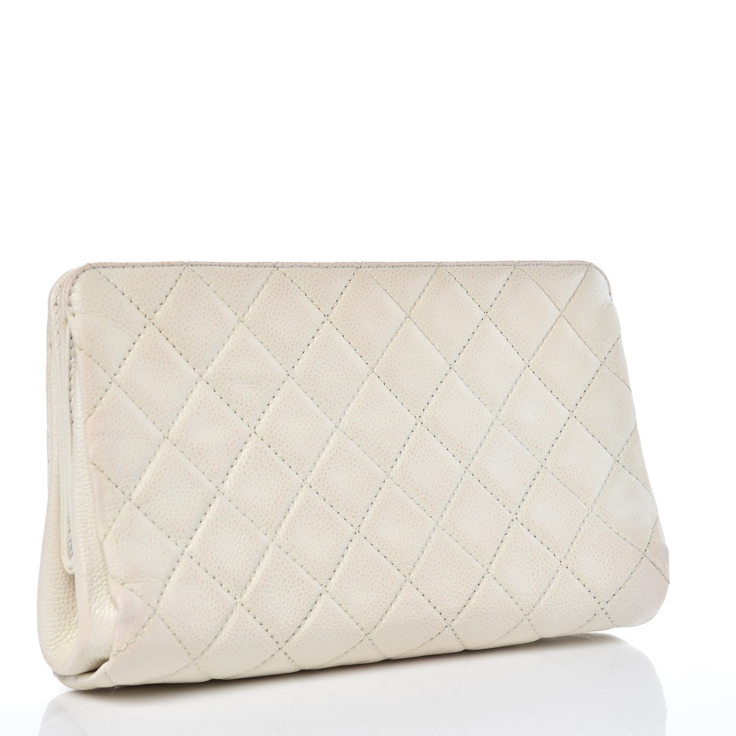 Chanel Caviar Quilted CC Large Clutch Ivory 3 of 12