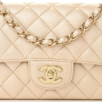 Chanel Metallic Lambskin Quilted Mini Rectangular Flap Gold 8 of 10
