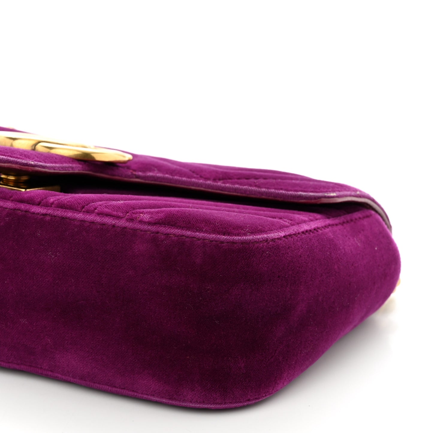 Velvet Matelasse Mini GG Marmont Shoulder Bag Fuchsia Violet Cyclamen