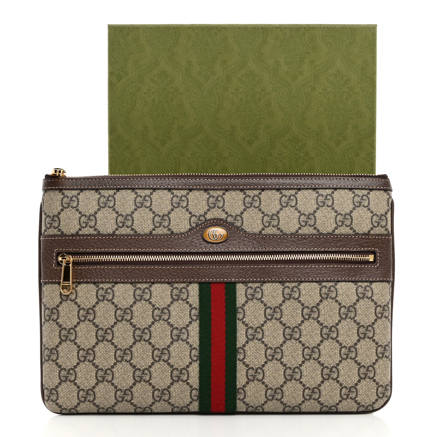 Gucci GG Supreme Monogram Large Ophidia Pouch Clutch Brown 8 of 8