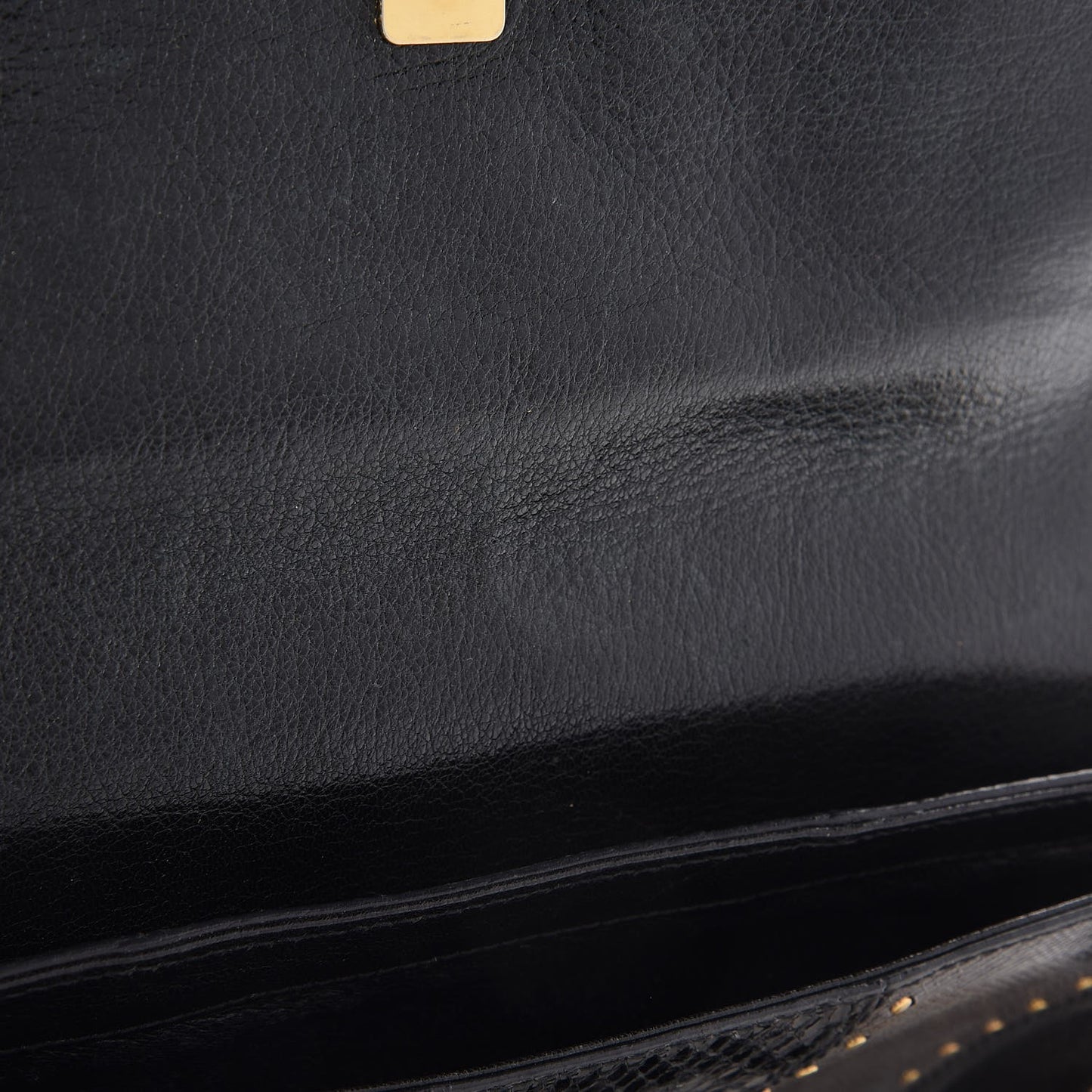 Python Studded Horsebit Chain Clutch Black