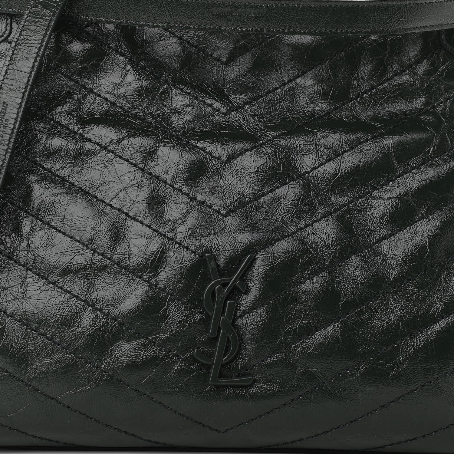 Saint Laurent Crinkled Calfskin Matelasse Monogram Medium Niki Shopper Tote New Vert 10 of 12