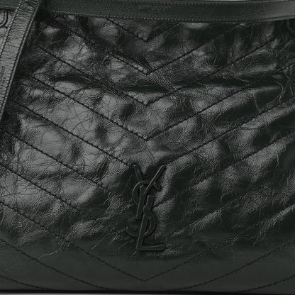 Saint Laurent Crinkled Calfskin Matelasse Monogram Medium Niki Shopper Tote New Vert 10 of 12