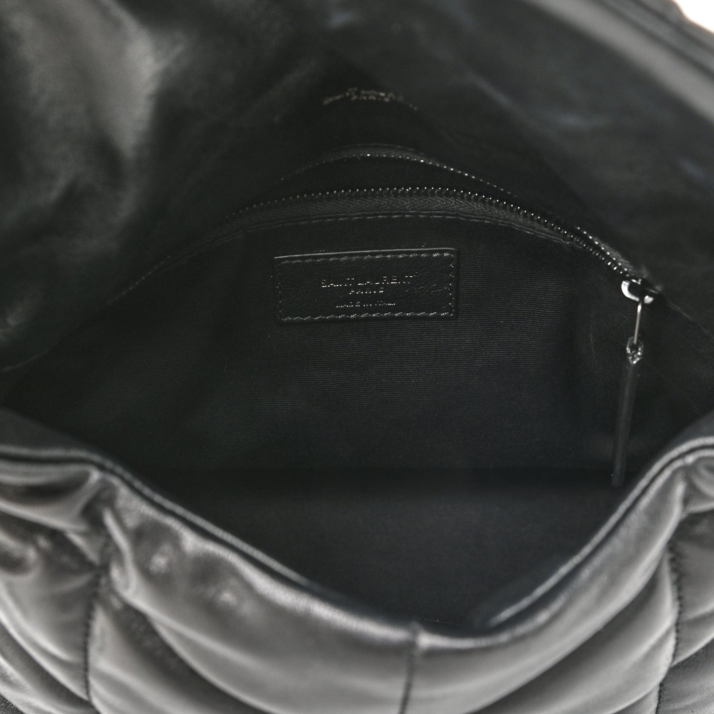 Lambskin Quilted Small Loulou Puffer Monogram Chain Satchel Black