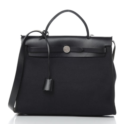 Hermes Military Toile Vache Hunter Herbag Zip PM 31 Black 3 of 11