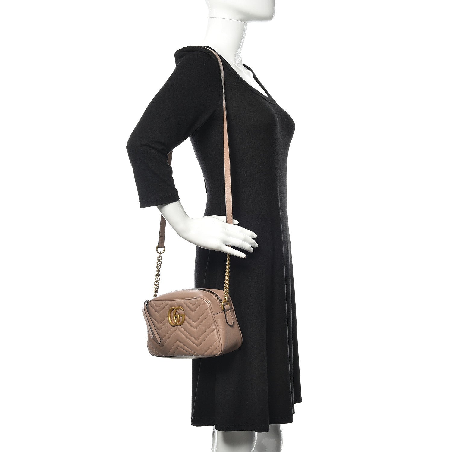 Gucci Calfskin Matelasse Small GG Marmont Chain Shoulder Bag Porcelain Rose 2 of 11