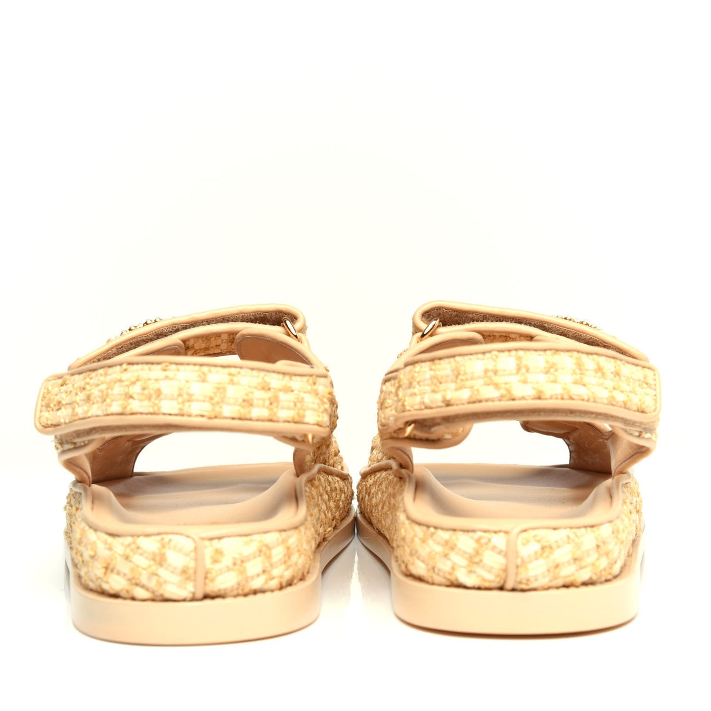 Braided Fabric Velcro Dad Sandals 39.5 Beige