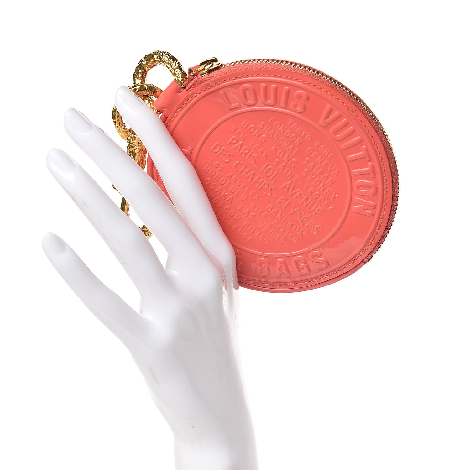 Louis Vuitton Vernis Trunks and Bags Porte-Monnaie Round Coin Purse Coral 2 of 6