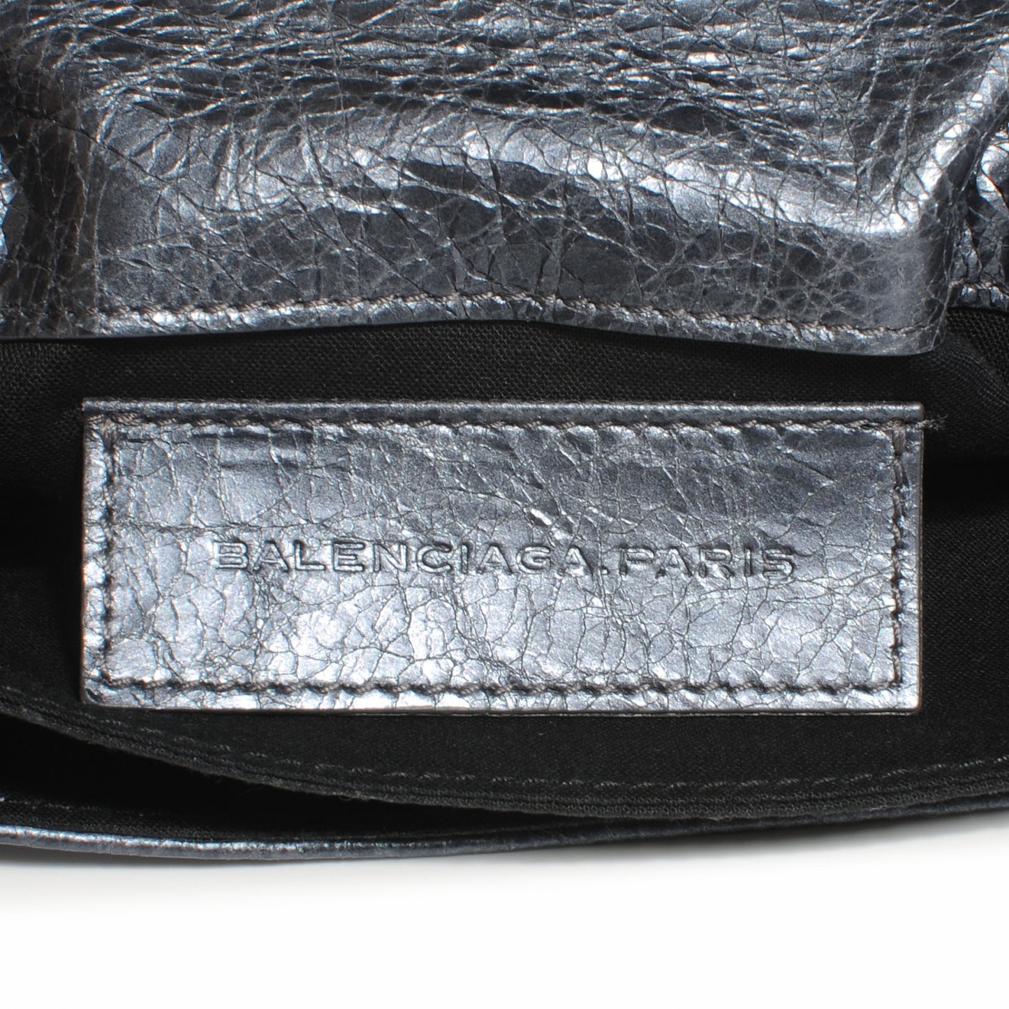 Metallic Agneau Envelope Clutch Anthracite
