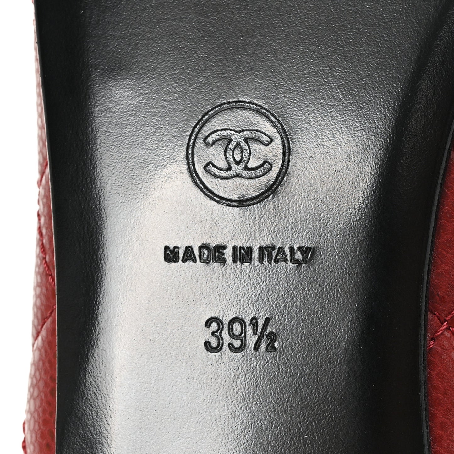 Caviar Quilted CC Cap Toe Ballerina Flats 39.5 Black Red