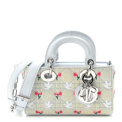 Christian Dior Denim Cannage Embroidered Doves & Roses Dioramour Mini Lady D-Joy Blue Multicolor 1 of 10