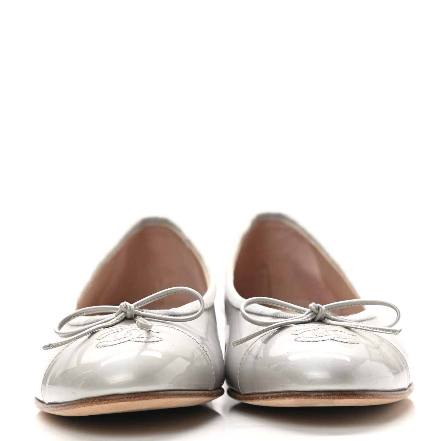Calfskin Patent Cap Toe CC Ballerina Flats 40 Grey