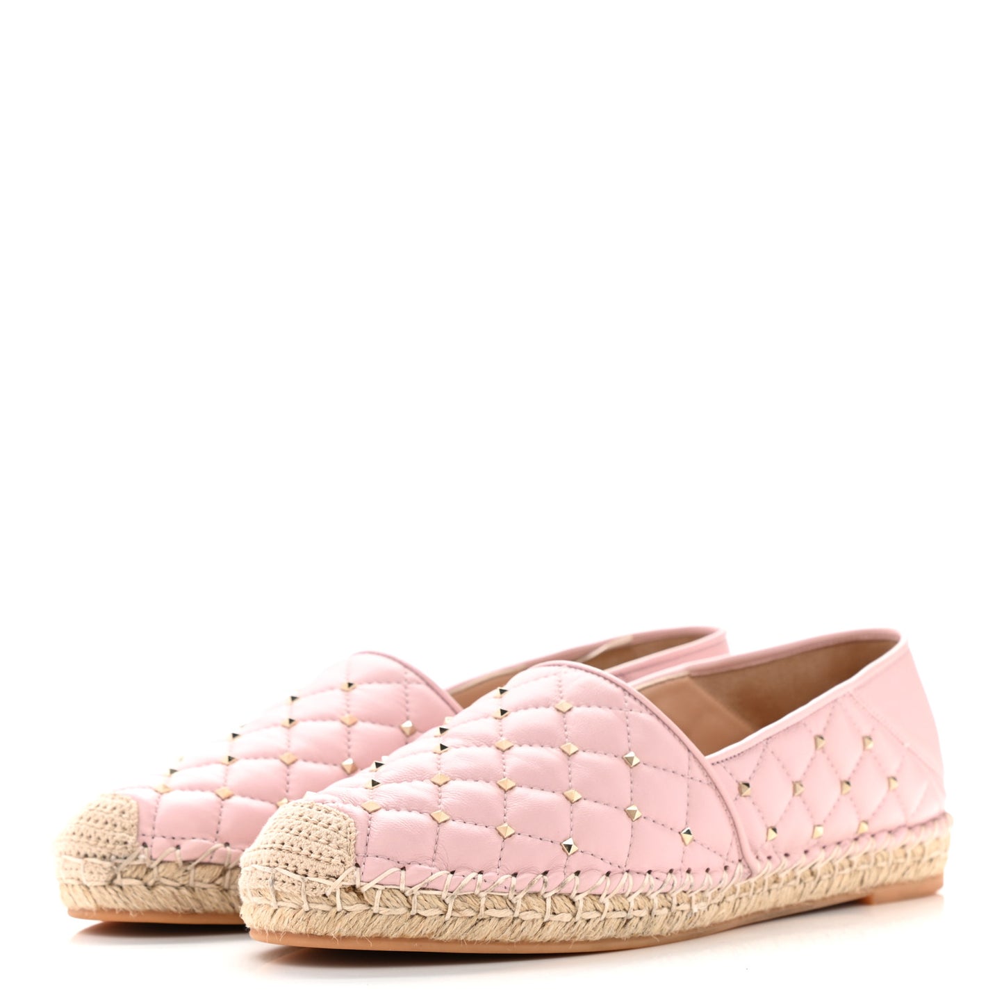 Nappa Rockstud Spike Espadrille Flats 40 Water Rose