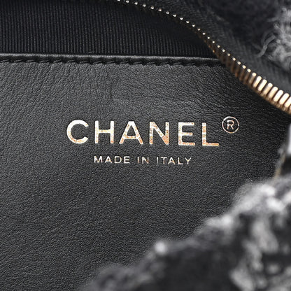 Chanel Cashmere Tweed Quilted CC Links Hobo Black Grey 6 of 12
