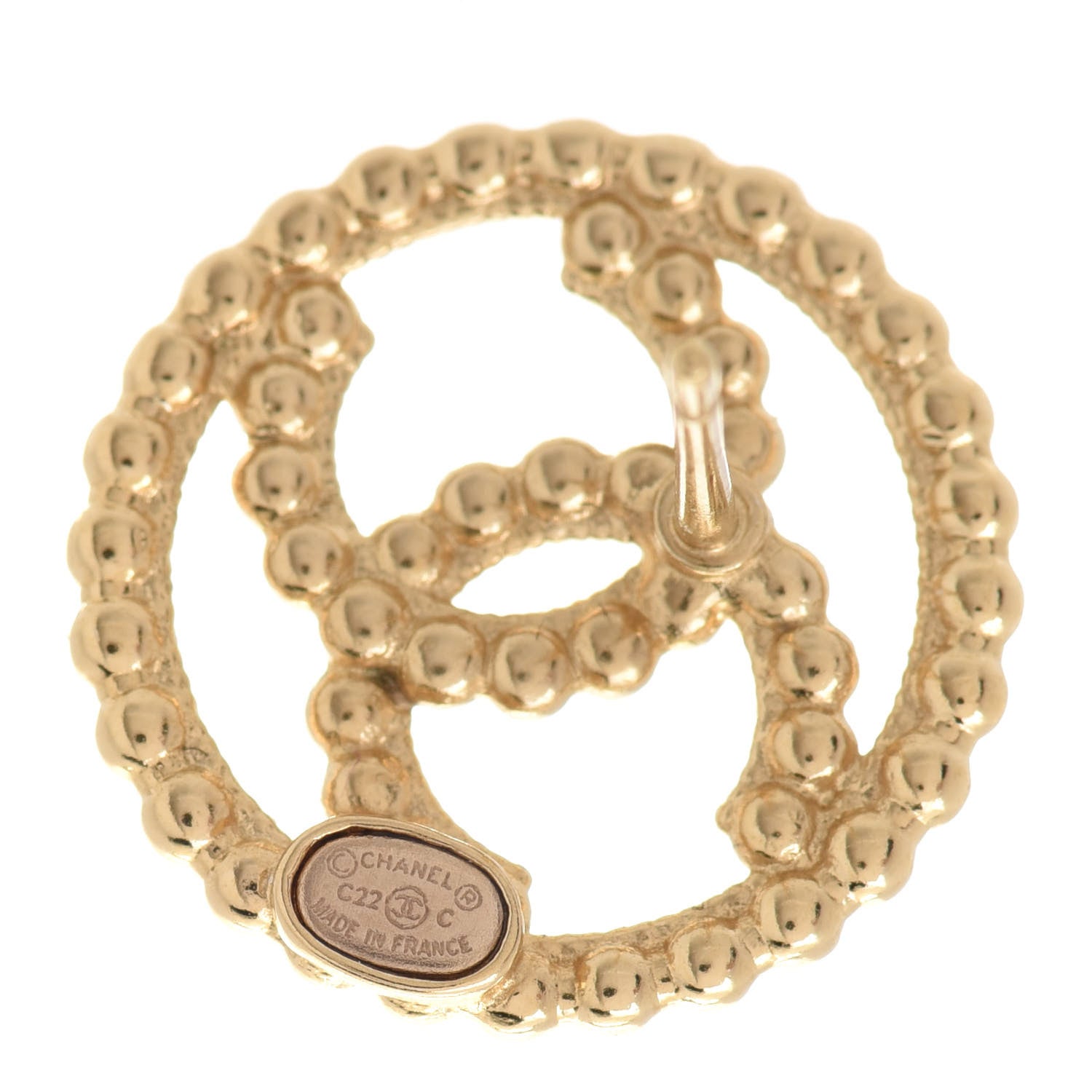 Chanel Metal Bead Round CC Stud Earrings Gold 4 of 5
