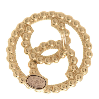 Chanel Metal Bead Round CC Stud Earrings Gold 4 of 5