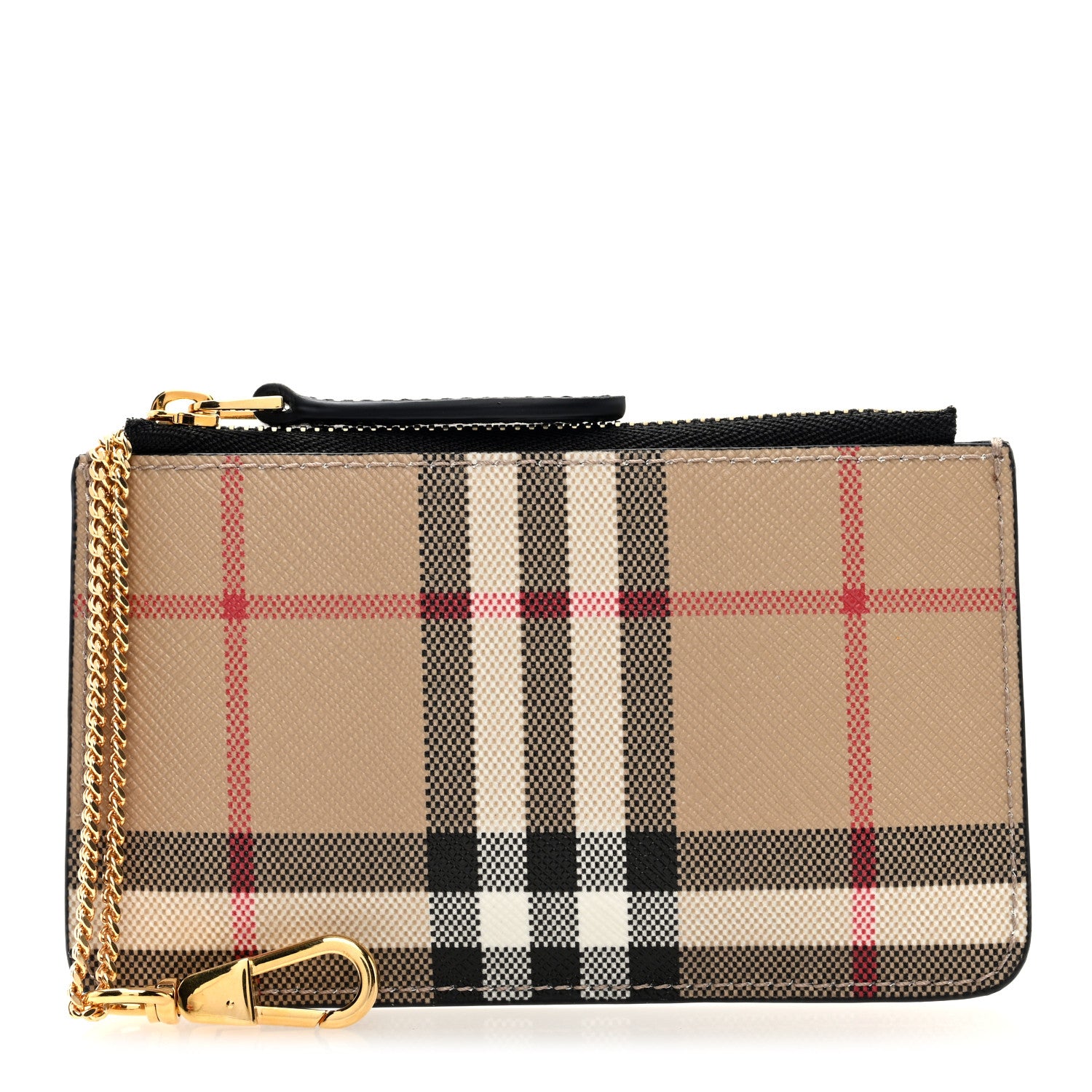 Burberry Vintage Check Kelbrook Key Pouch Card Case Beige Black 1 of 6