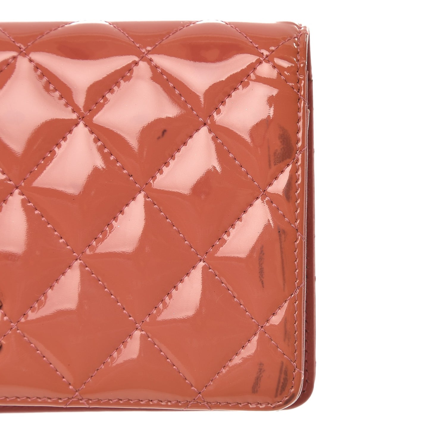 Patent Quilted Brilliant Yen Wallet Pink