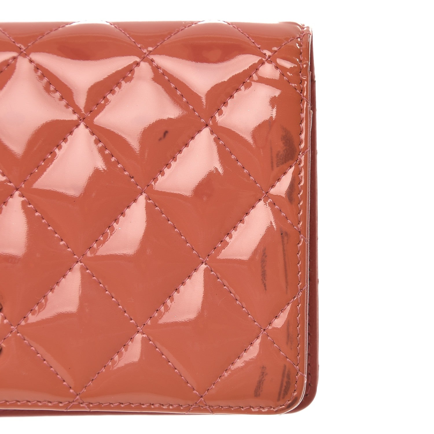 Chanel Patent Quilted Brilliant Yen Wallet Pink 9 of 12
