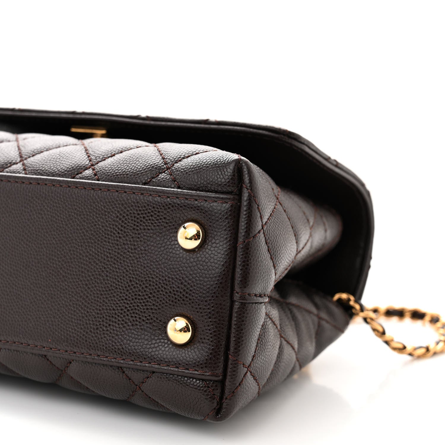 Chanel Caviar Quilted Mini Coco Handle Flap Dark Brown 10 of 11