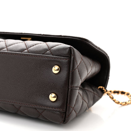 Chanel Caviar Quilted Mini Coco Handle Flap Dark Brown 10 of 11