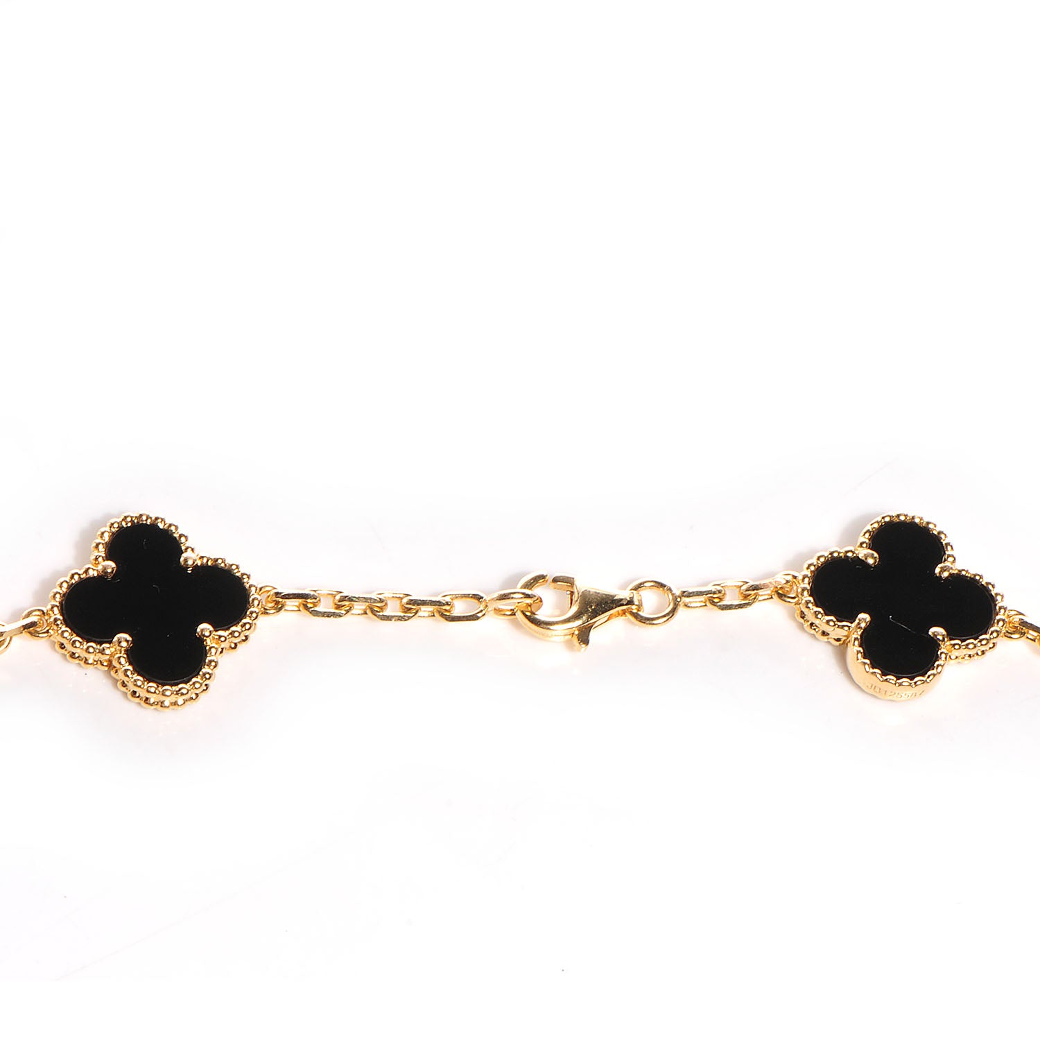 Van Cleef & Arpels 18K Yellow Gold Black Onyx 20 Motifs Vintage Alhambra Necklace 4 of 7