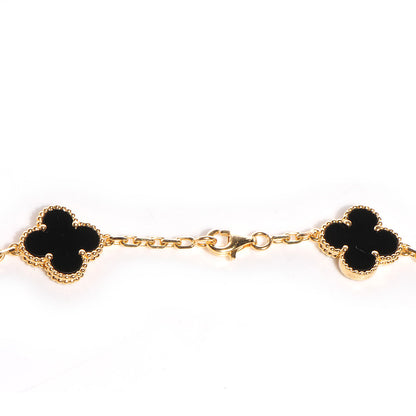Van Cleef & Arpels 18K Yellow Gold Black Onyx 20 Motifs Vintage Alhambra Necklace 4 of 7